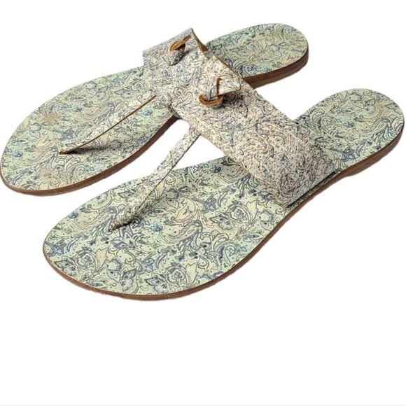 Joie Blue Paisley La Plage Leather Sandals Size 7 - Picture 1 of 7